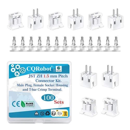 Vista 81 de CQRobot JST EL 4.5 mm de paso 2 pines conector electrónico IC macho, enchufes hembra carcasa y kit de terminales de crimpado en T macho/hembra. 50