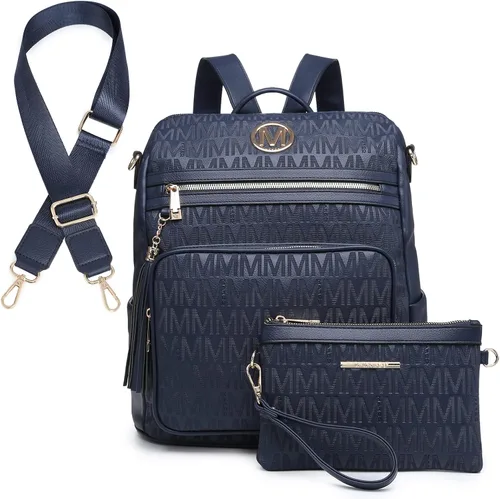 Vista 37 de MKP COLLECTION Mochila de moda para mujer, bolsa convertible grande para mujer, mochila de viaje, bolsa de hombro, juego de 2 piezas con borla, Beige