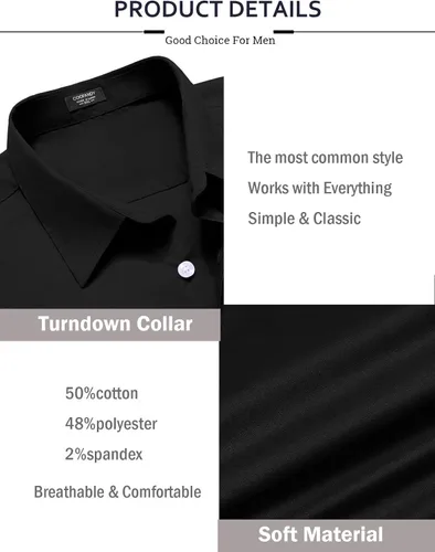 Vista 6 de COOFANDY Men's Muscle Fit Dress Shirt Wrinkle Free Long Sleeve Button Down Shirt