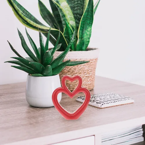 Vista 8 de Abaodam Figura de corazón de boda, adorno de corazón de cerámica, decoración romántica para estante de escritorio, hogar, oficina, aniversario