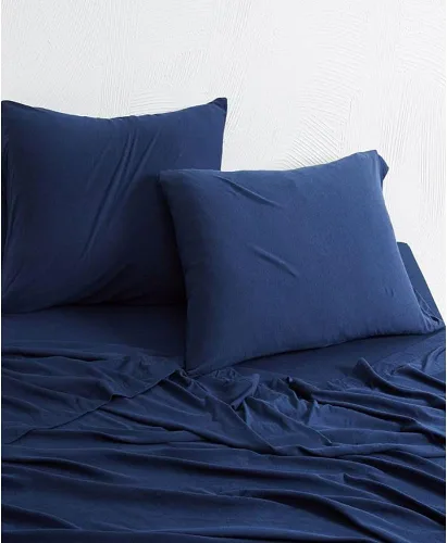 Vista 3 de Calvin Klein Home Modern Cotton Harrison - Sábana encimera de 1 pieza, tamaño Queen, algodón (Midnight)