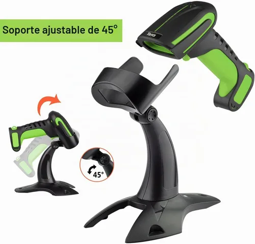 Vista 5 de Tera Escáner de código de barras inalámbrico con soporte: verde industrial 2D Pro Verde