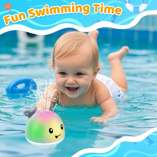 Vista 3 de WAVISA Juguetes de Baño de Ballena Luminosos con Rociador para Bebés de 6-12, 12-18 Meses, Niños de 1-3, 2-4 Años, Juguetes de Fuente de Agua