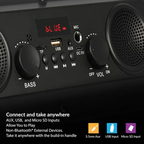 Vista 6 de Supersonic IQ Sound IQ-1525BT - Altavoces inalámbricos Bluetooth de 5 pulgadas + 2 pulgadas, sonido estéreo rico, radio FM, salida de 16 W, BT V4.0