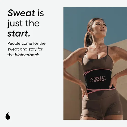 Vista 3 de Sports Research® Paquete de reductor de cintura Sweet Sweat (negro/rosa, pequeño) y gel para entrenamiento (aroma tropical)