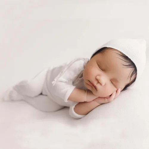 Vista 2 de Accesorios de fotografía para recién nacidos, trajes para niños y niñas, gorro y mameluco con pies, conjunto de disfraz para sesión de fotos