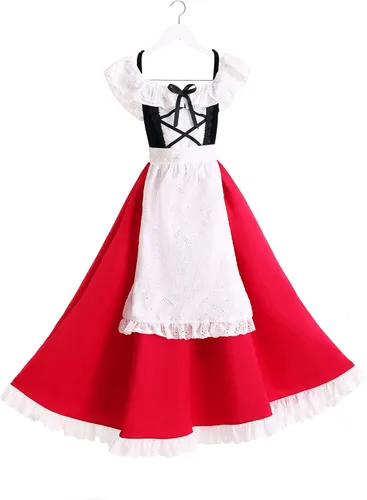 Vista 8 de Disfraz de capucha roja de lujo para niñas, traje de capucha roja para niños
