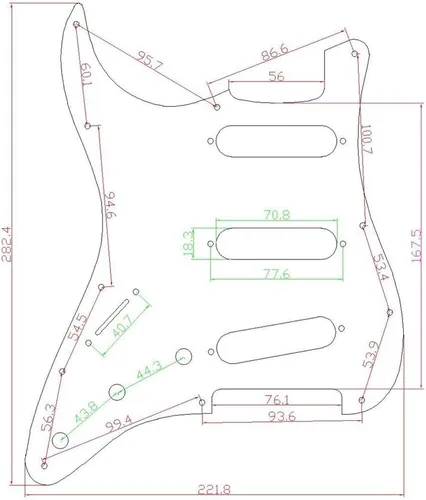 Vista 4 de KAISH Lefty ST/Strat Style SSS Pickguard - Cubierta trasera para trémolo para mano izquierda Stratocaster / Strat negro 3 capas