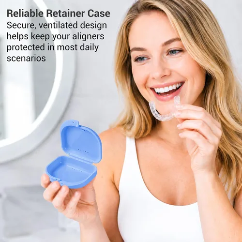Vista 8 de Annhua Estuche de retención de ortodoncia con orificios de ventilación, caja de dentadura para dentaduras postizas, contenedor para boca, funda