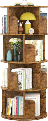 Vista 8 de Aheaplus - Estantería giratoria de madera de 4 niveles, color negro