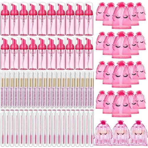Vista 13 de Zhehao Kit de 80 Piezas de Cepillos para Botellas de Champú de Pestañas, 20 Dispensadores con Bomba de Espuma, 20 Cepillos de Champú para Pestañas