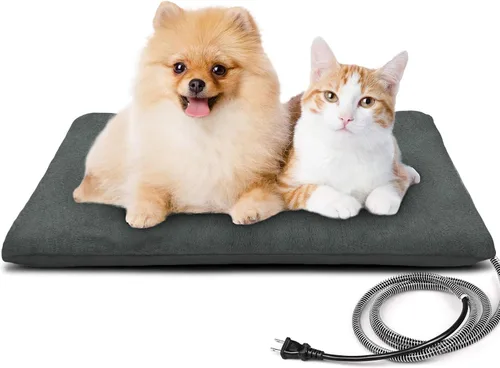 Vista 10 de Almohadilla térmica para mascotas al aire libre para gatos y perros, tapete calefactable para gato y perro con temperatura automática, almohadilla