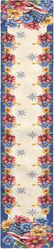 Vista 34 de GLENLCWE Camino de mesa largo con estrellas del 4 de julio, camino de decoración de mesa, rectangular, día de la independencia, vacaciones, cocina