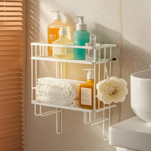 Vista 8 de PowerKing Estante de almacenamiento sobre el inodoro, organizador de baño Blanco