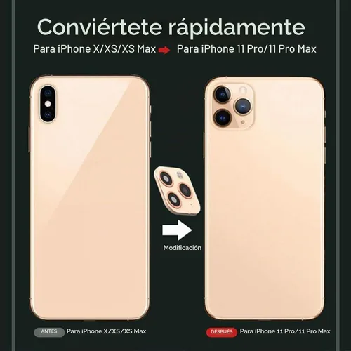 Vista 3 de Adhesivo para lente de iPhone XR/X Convert to iPhone 11/11 Pro/11 Pro Max, protector de lente de cámara para iPhone XR/X/XS/XS Max, cubierta