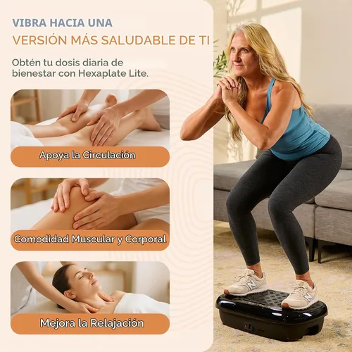 Vista 3 de Lifepro HexaPlate Lite Compact Vibration Plate with Magnetic Acupoints 10 Preset Programs, 99 Speed Levels, Resistance Bands — Vibrating Plate for