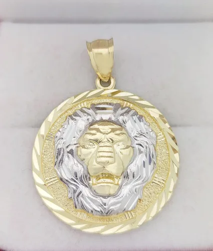 Vista 2 de Colgante de cabeza de león de oro amarillo de 10 quilates, Oro