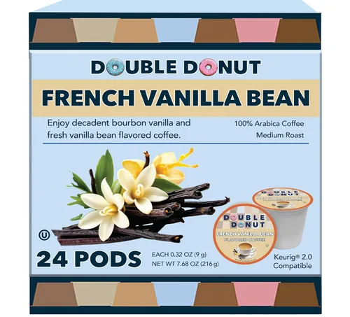 Vista 8 de Double Donut Coffee Cápsulas de Café Half Caff, Cápsulas de Café de Media Cafeína de Porción Individual para Cafeteras Keurig K Cup, Tostado Medio