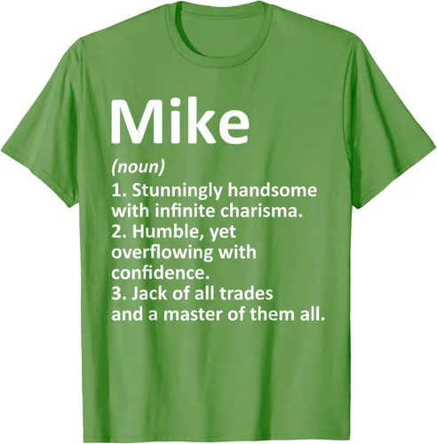 Vista 18 de MIKE Definition - Camiseta divertida para regalo de cumpleaños con nombre personalizado, Negro, S