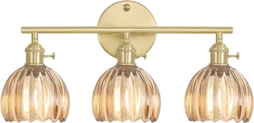 Vista 199 de Shenmoyl Lámparas de baño, lámpara de pared de 2 luces para tocador sobre espejo con pantalla de vidrio tulipán blanco para dormitorio, sala
