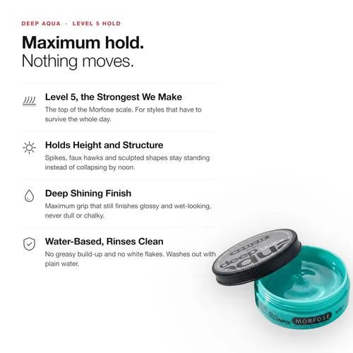 Vista 2 de Morfose Deep Aqua Hair Gel Wax para hombres, nivel 5