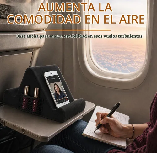 Vista 3 de Brookstone - Soporte para tableta de mesa de regazo con espuma viscoelástica, sostiene teléfonos, iPads, lectores de libros electrónicos, 2 ángulos