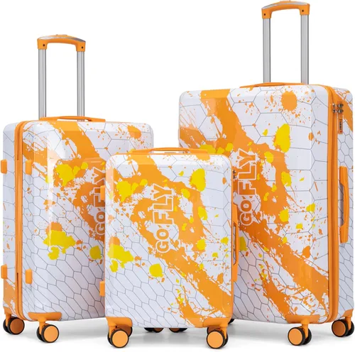 Vista 118 de Merax 3 piezas expandible ABS Hardshell equipaje Sets Spinner Wheel Maleta TSA Lock Suit Case, Apertura frontal negra, Juego de 2 piezas, Maleta
