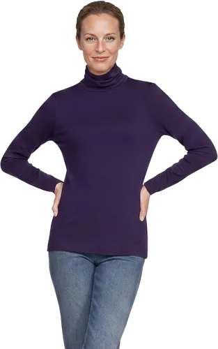 Vista 5 de Lands' End - Suéter ajustado de cuello de tortuga de manga larga de algodón Supima cultivado en EE. UU. para mujer Negro