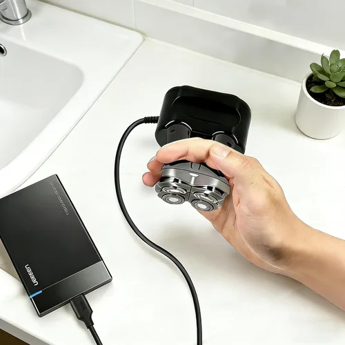 Vista 7 de Cable de carga USB compatible con el cable de afeitar Skull Pitbull Silver Razor
