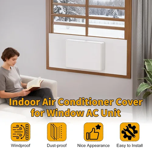 Vista 9 de Cubierta de aire acondicionado para ventana de sellado envolvente, cubierta de aire acondicionado interior para unidad de CA de hasta 16.5 pulgadas