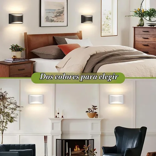 Vista 4 de Tipace Modernos apliques LED de pared para interiores, 2 paquetes de luces de pared interiores cableadas de aluminio hacia arriba y hacia abajo, luz