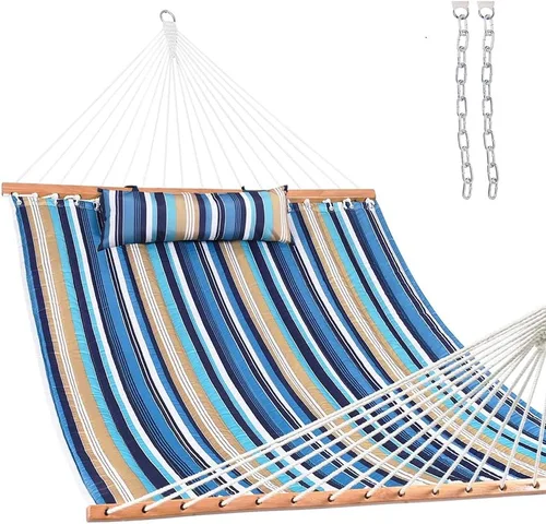 Vista 12 de Lazy Daze Hammocks - Hamaca doble de tela acolchada de 12 pies con barras de suspensión y almohada desmontable, capacidad de carga de 450 libras