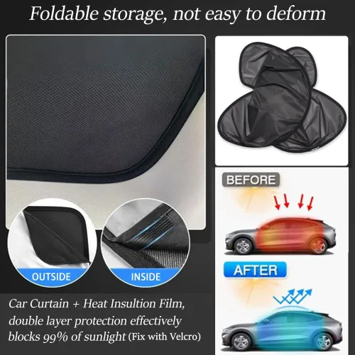 Vista 4 de Blazeray Parasol Mach E para Ford Mustang 2021, 2022, 2023, accesorios Mach-E, parasol plegable para techo de vidrio con cubiertas reflectantes