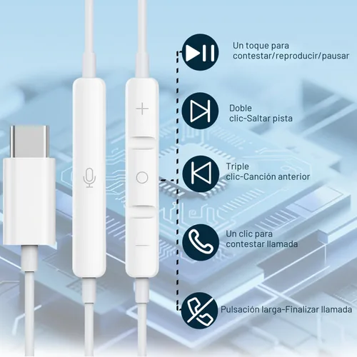 Vista 2 de Auriculares USB C para iPhone 17/16/15, auriculares tipo C con micrófono y control remoto, cancelación de ruido para iPhone 17 16 15 Pro Max Plus