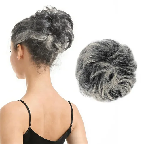 Vista 16 de Barsdar - Moño de cabello 100 % humano, Moño desordenado, Extensiones de cola de caballo, Moño de cabello rizado, Pieza de cabello