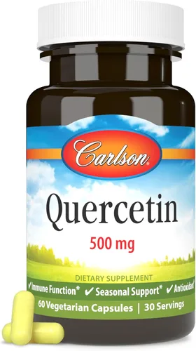 Vista 5 de Carlson - Quercetina, 500 mg, Apoyo estacional, Salud de la piel, Bienestar óptimo, 60 cápsulas vegetarianas