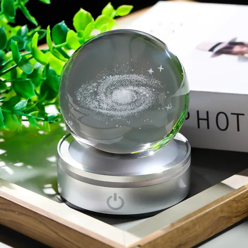 Vista 2 de Bola de cristal de galaxia 3D de 3.15 pulgadas de Arikyrist, regalos de astronomía del universo para adolescentes, niños y hombres, bola decorativa