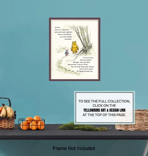 Vista 7 de Arte de pared de Winnie - Decoración para habitación de niños de Pooh - Niños - Dormitorio para niñas pequeñas - Arte para guardería de bebés