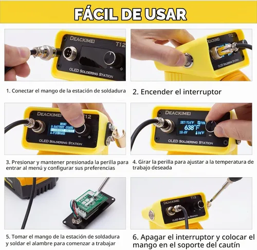 Vista 5 de Estación de soldador inalámbrico para batería Dewalt 20V Max, temperatura ajustable, suspensión automática y protección de bajo voltaje, conversión