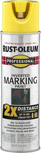 Vista 18 de Rust-Oleum 266575 Pintura en aerosol profesional de distancia 2X y marca invertida, 15 onzas, azul de precaución Utility Marking, Construction