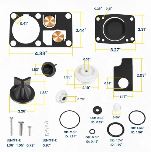 Vista 7 de Kit de servicio de inodoro manual marino Jabsco 29045-2000 para inodoro de las series 29090-2 y 29120-2 (1998 a 2007)