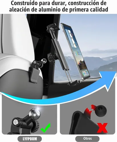 Vista 4 de Charchendo [Ajuste personalizado] Soporte de tableta para Tesla Model Y y Model 3, soporte de respaldo de asiento integrado para iPad Pro Air Mini