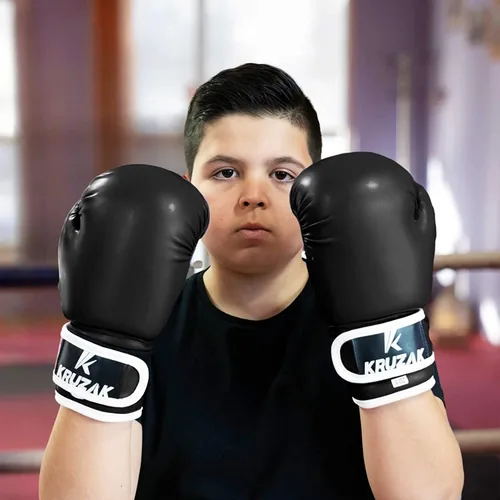 Vista 5 de Kruzak - Guantes de boxeo para niños de 5 a 10 años de entrenamiento, sparring, kickboxing, muay thai, artes marciales y lucha de artes marciales