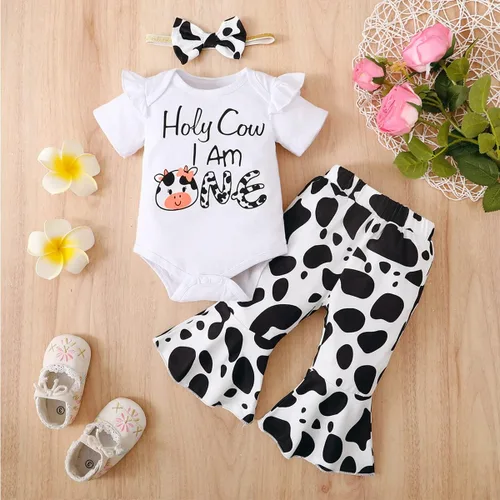 Vista 3 de Slanavel Traje de primer cumpleaños para niña, ropa de primer cumpleaños para niña, disfraz de vaca sagrada, disfraz de niña de cumpleaños