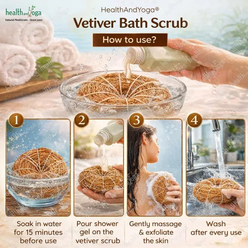 Vista 3 de HealthAndYoga(TM) Exfoliante de baño natural hipoalergénico de vetiver - Calmantemente fragante - Exfoliación más saludable para una piel más suave