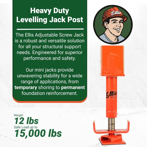 Vista 2 de Ellis Manufacturing Co. pieza de ajuste para elevador mecánico, 4x4 pulgadas/15.000 lb de capacidad Adjustable 4x4 screw jack for building