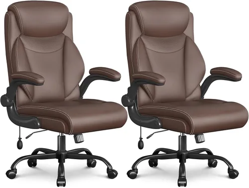 Vista 10 de Silla ergonómica de oficina, silla de computadora de escritorio en casa, silla ejecutiva de respaldo alto, silla cómoda de cuero acolchado