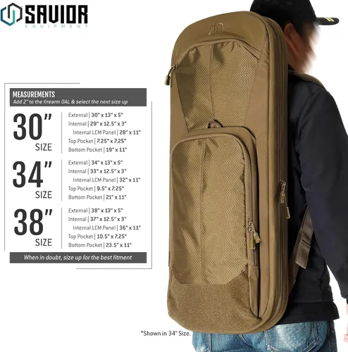 Vista 7 de Savior Equipment Specialist Series 30" 34" 38" Covert Tactical Gun Bag Backpack Soft Case with Compartment, Low Profile Bug Out Truck Bag