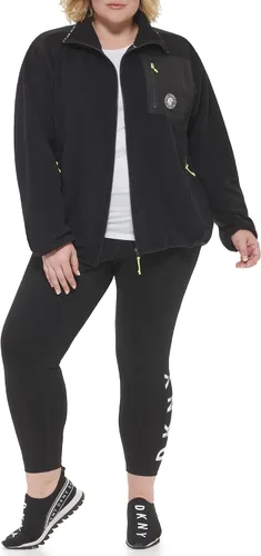 Vista 2 de DKNY Sudadera cómoda y cómoda con cremallera de un cuarto para mujer