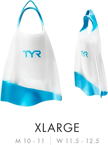 Vista 2 de TYR Hydroblade - Aletas de entrenamiento de natación, color azul, talla XL